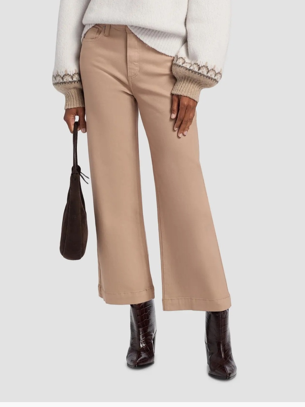 Paige Anessa Wide Leg Crop Pants in Light Brown Size 23- NWOT